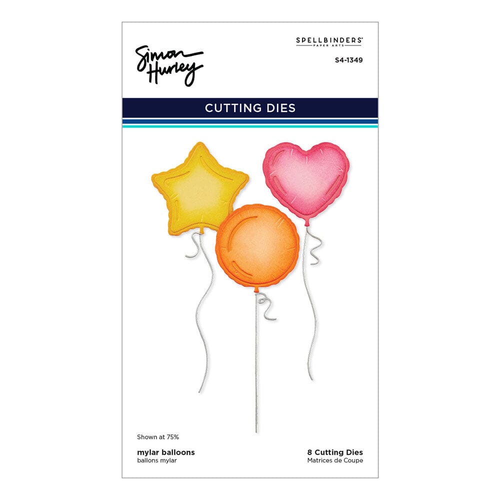 Simon Hurley Spellbinders Mylar Balloons Etched Dies Cutting Dies Simon Hurley 