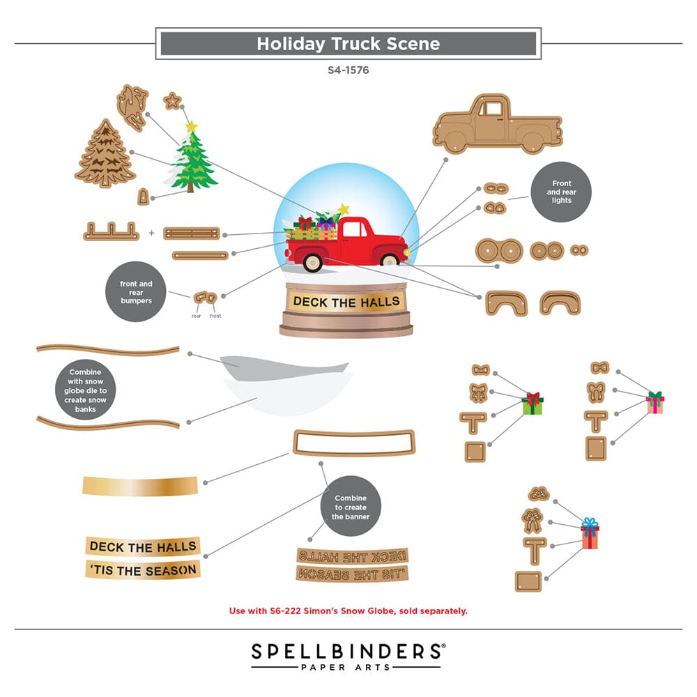 Simon Hurley create. Spellbinders Holiday Truck Scene Etched Dies Cutting Dies Simon Hurley 