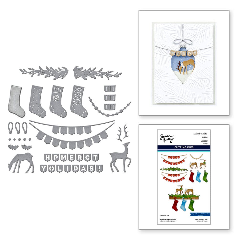 Simon Hurley Spellbinders Mantle Village and Decorations Etched Dies Bundle Cutting Dies Simon Hurley 