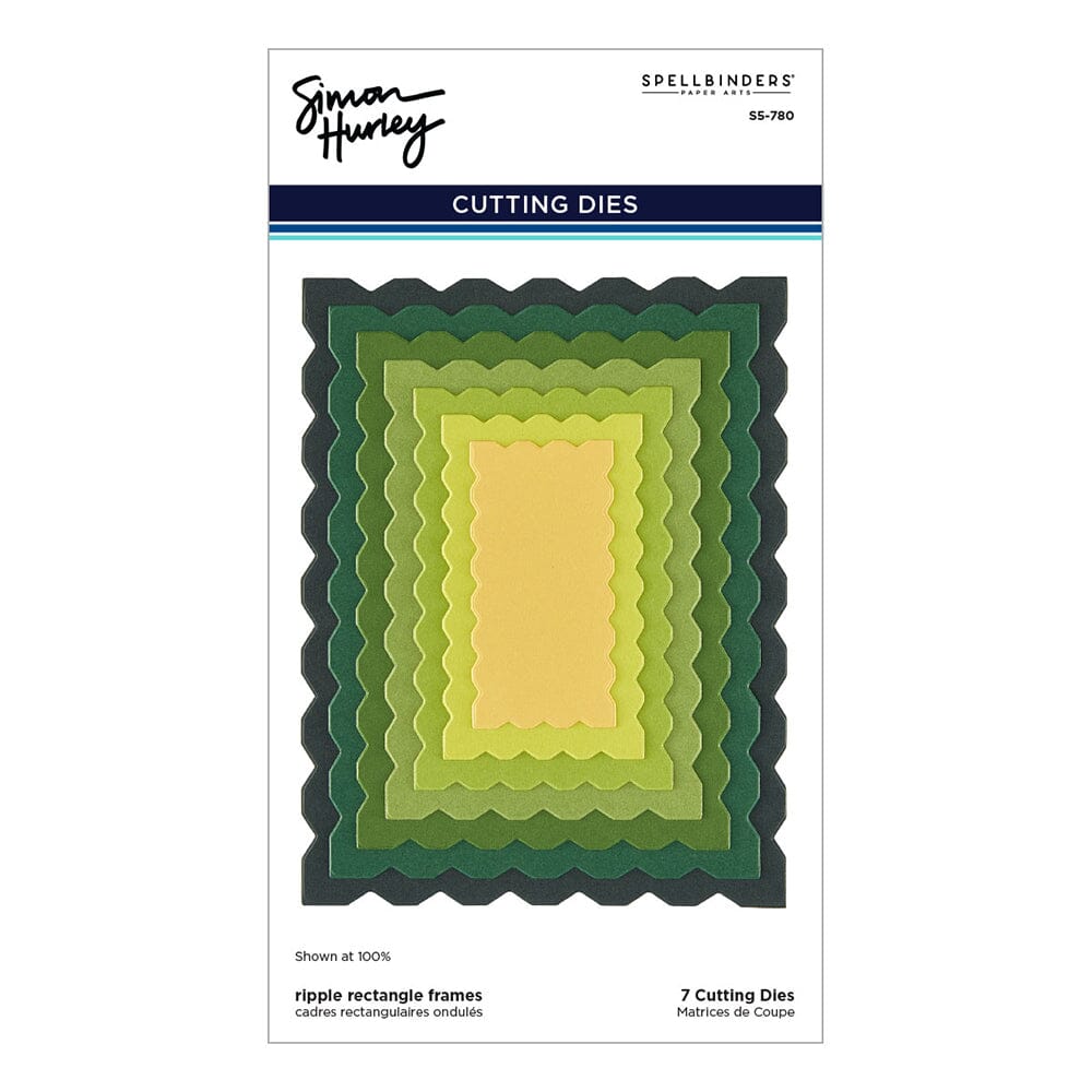 Simon Hurley create. Spellbinders Ripple Rectangle Frames Etched Dies Cutting Dies Simon Hurley 