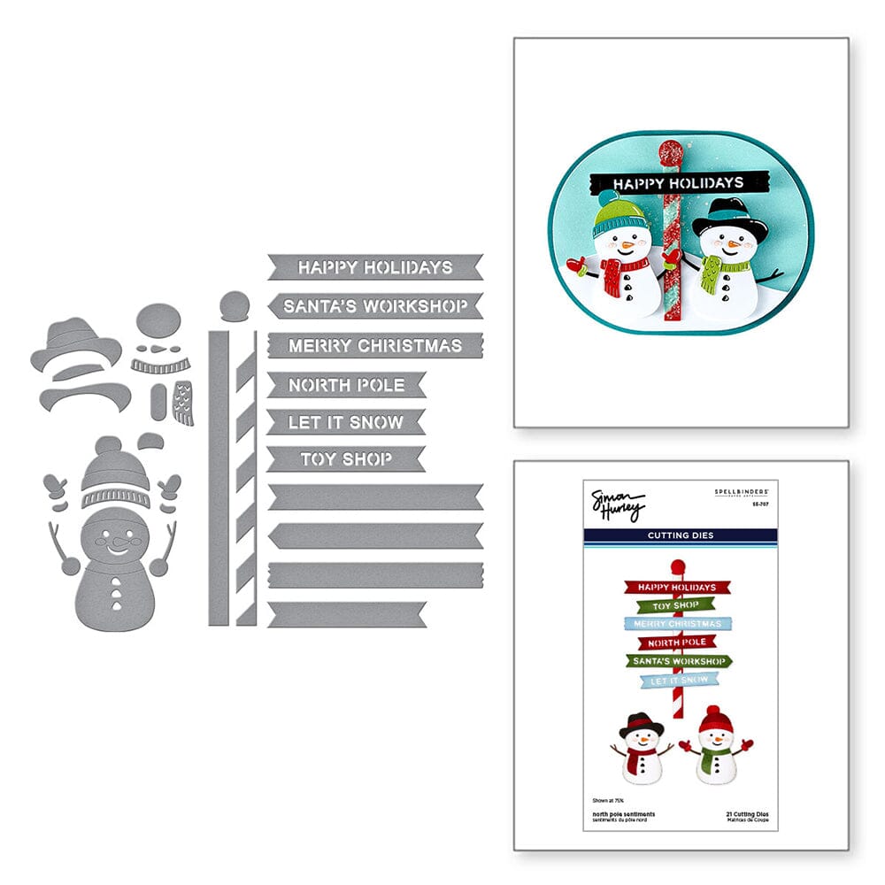 Simon Hurley create. Spellbinders North Pole Sentiments Etched Dies Cutting Dies Simon Hurley 