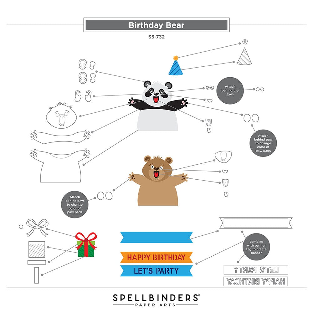 Simon Hurley create. Spellbinders Birthday Bear Etched Dies Cutting Dies Simon Hurley 