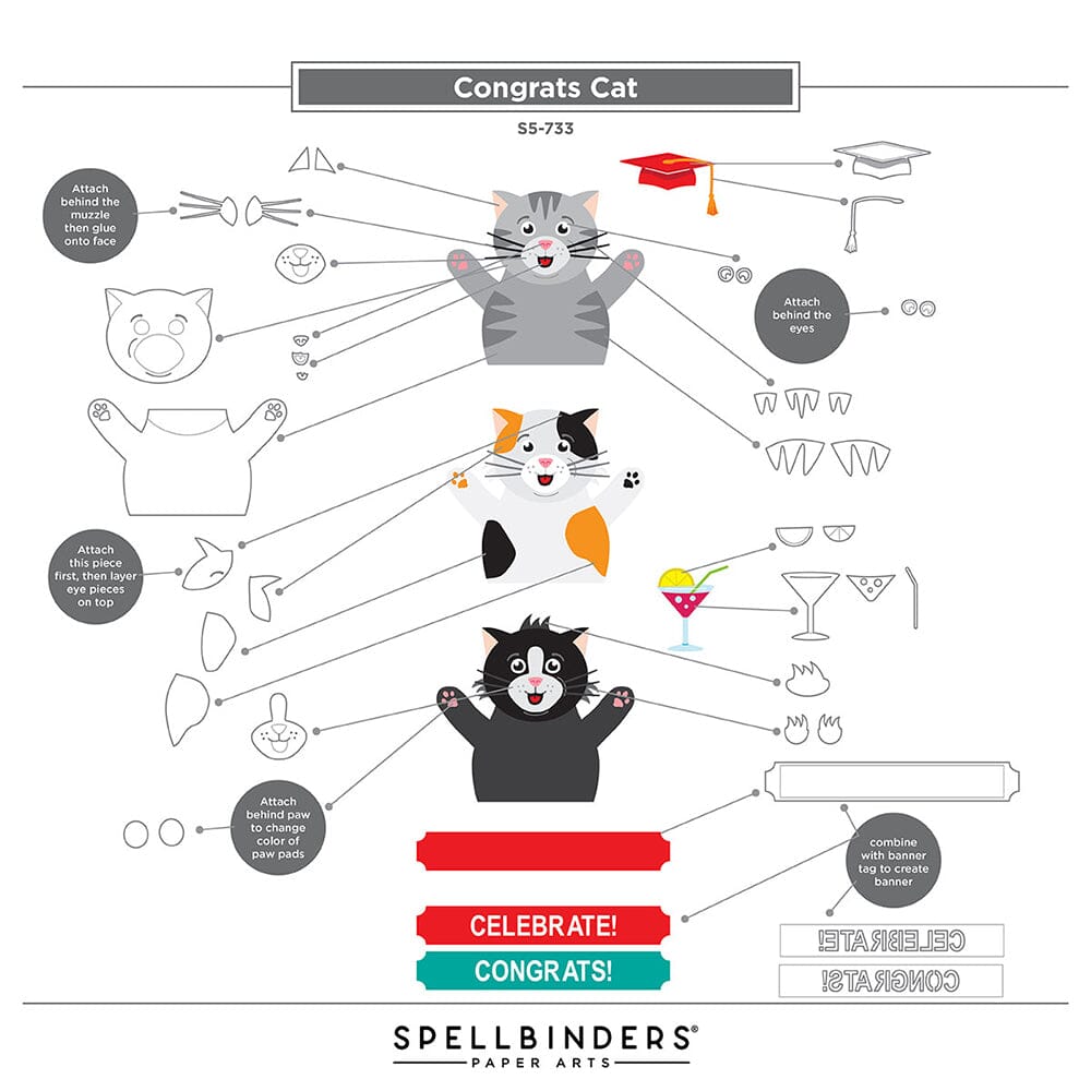 Simon Hurley create. Spellbinders Congrats Cat Etched Dies Cutting Dies Simon Hurley 