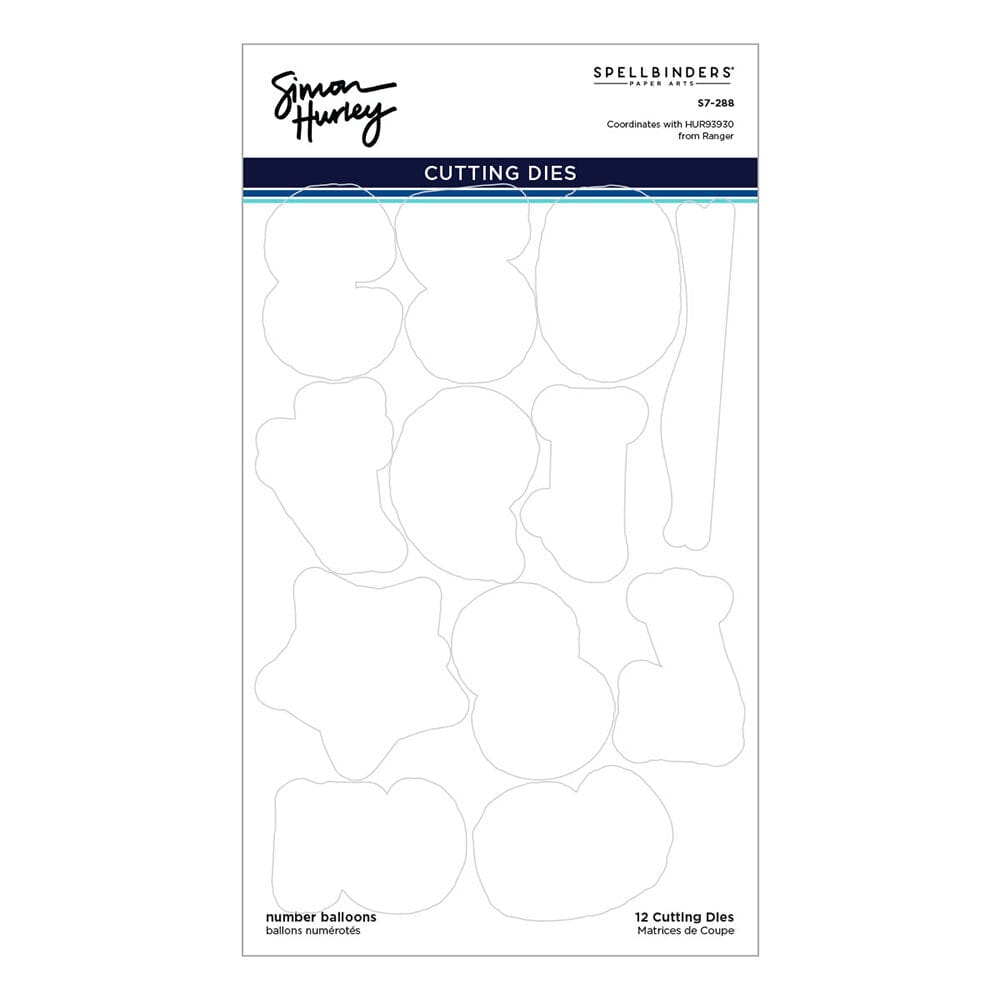 Simon Hurley create. Spellbinders Number Balloons Etched Dies Cutting Dies Simon Hurley 