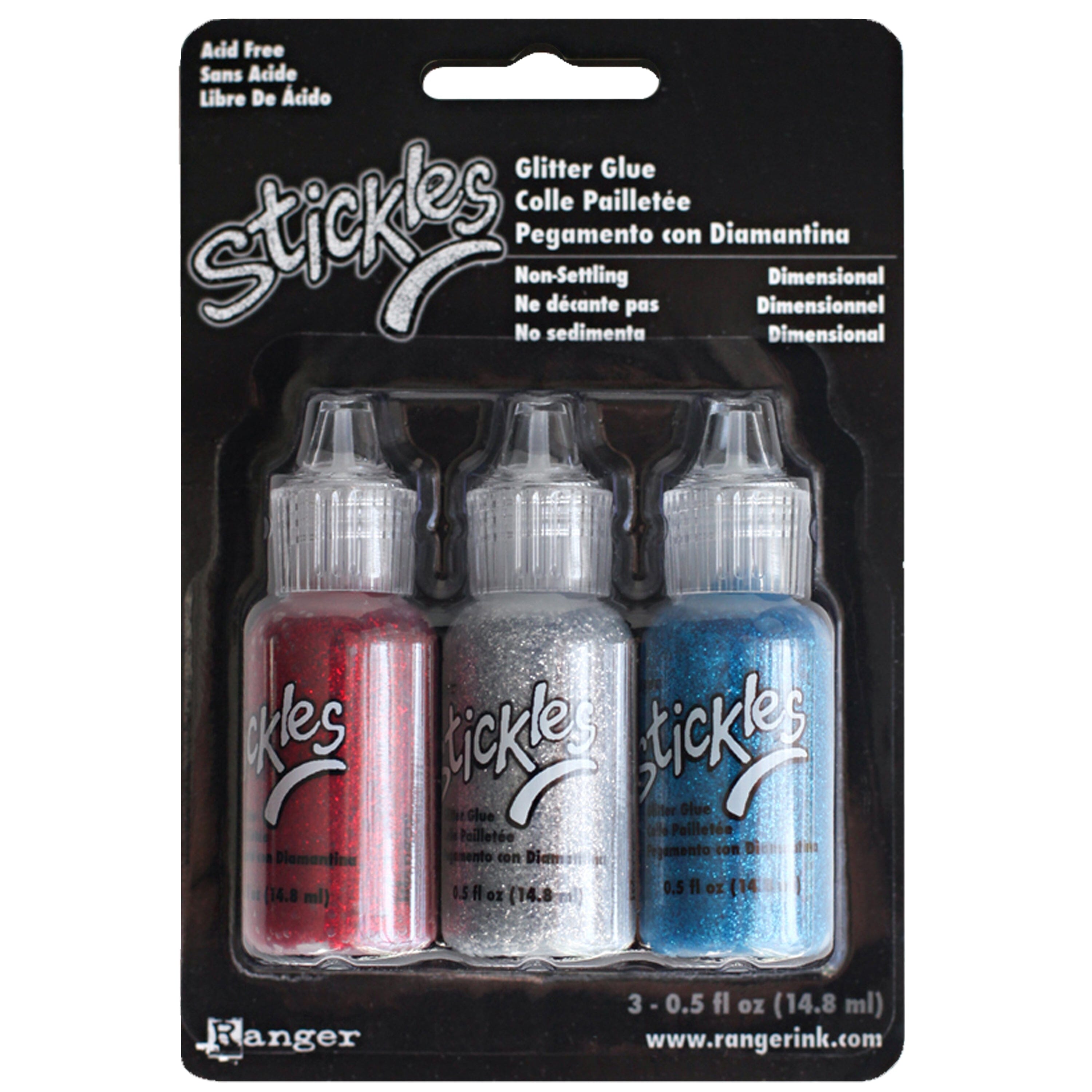 Stickles Kit - Red, Blue and Silver 3pk Glitter Ranger Ink 