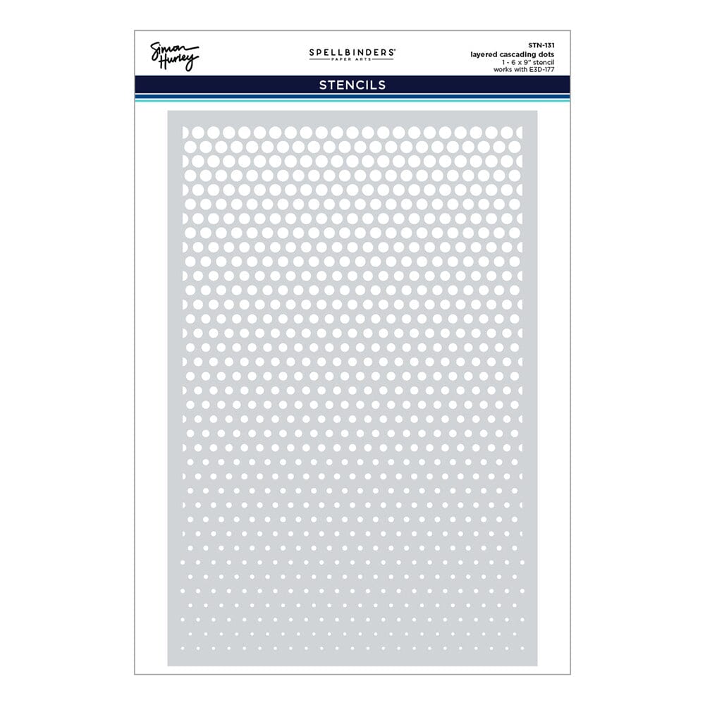 Simon Hurley create. Spellbinders Layered Cascading Dots Stencil