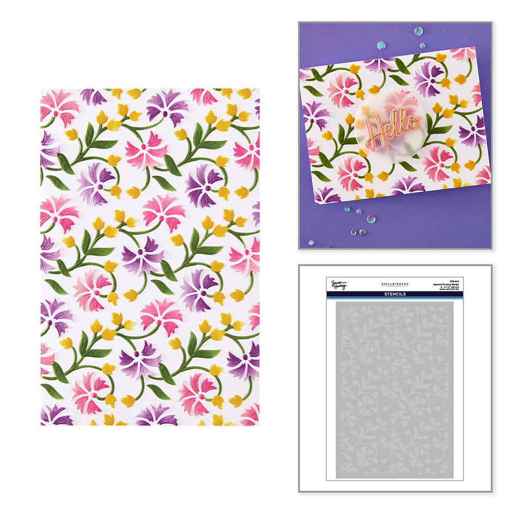 Simon Hurley create. Spellbinders Flowing Florals Layered Stencils