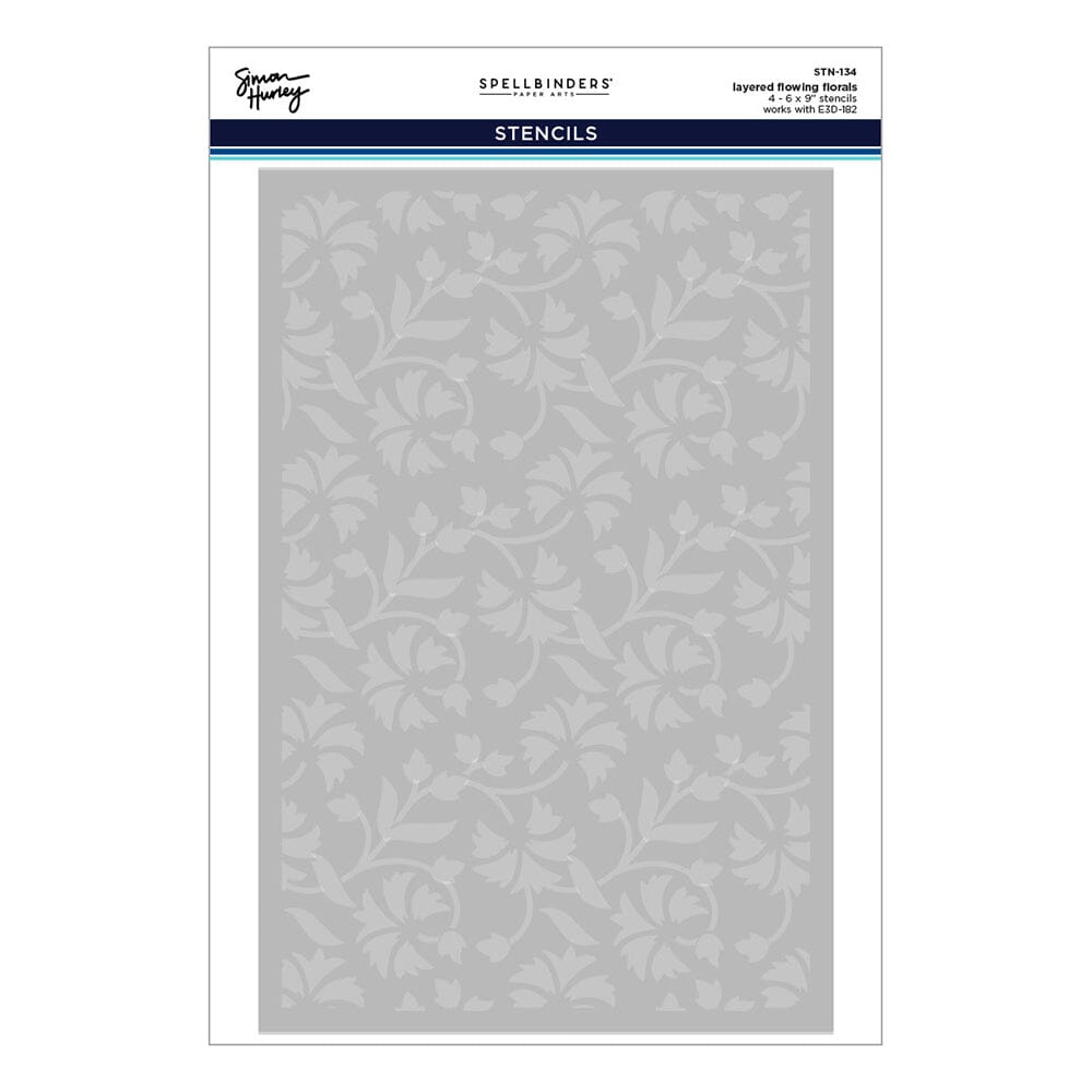 Simon Hurley create. Spellbinders Flowing Florals Layered Stencils
