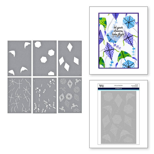 Simon Hurley create. Spellbinders Flying Kites Layering Stencil Stencil Simon Hurley 
