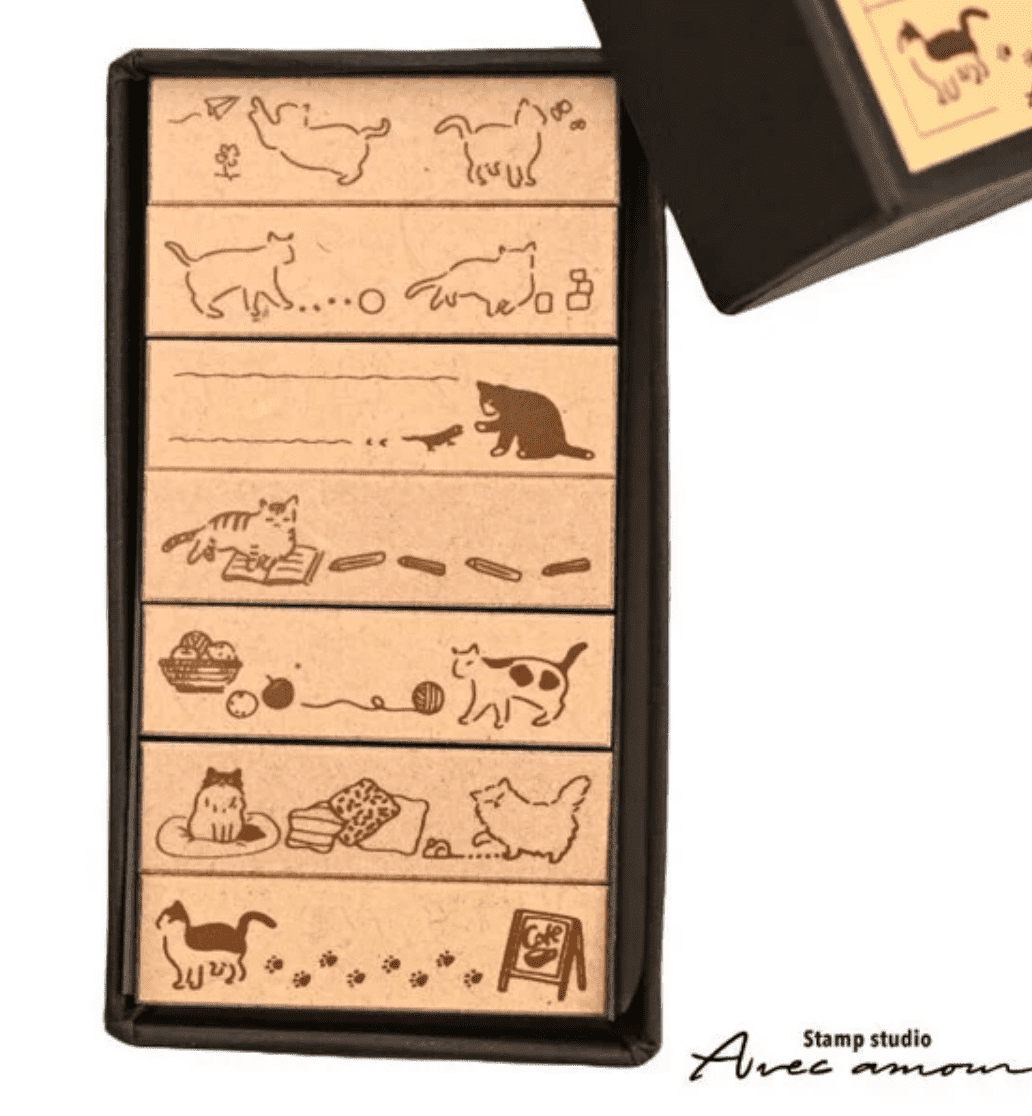 Sanby Avec Amour Border Stamp Set - Cats Stamps Sanby 