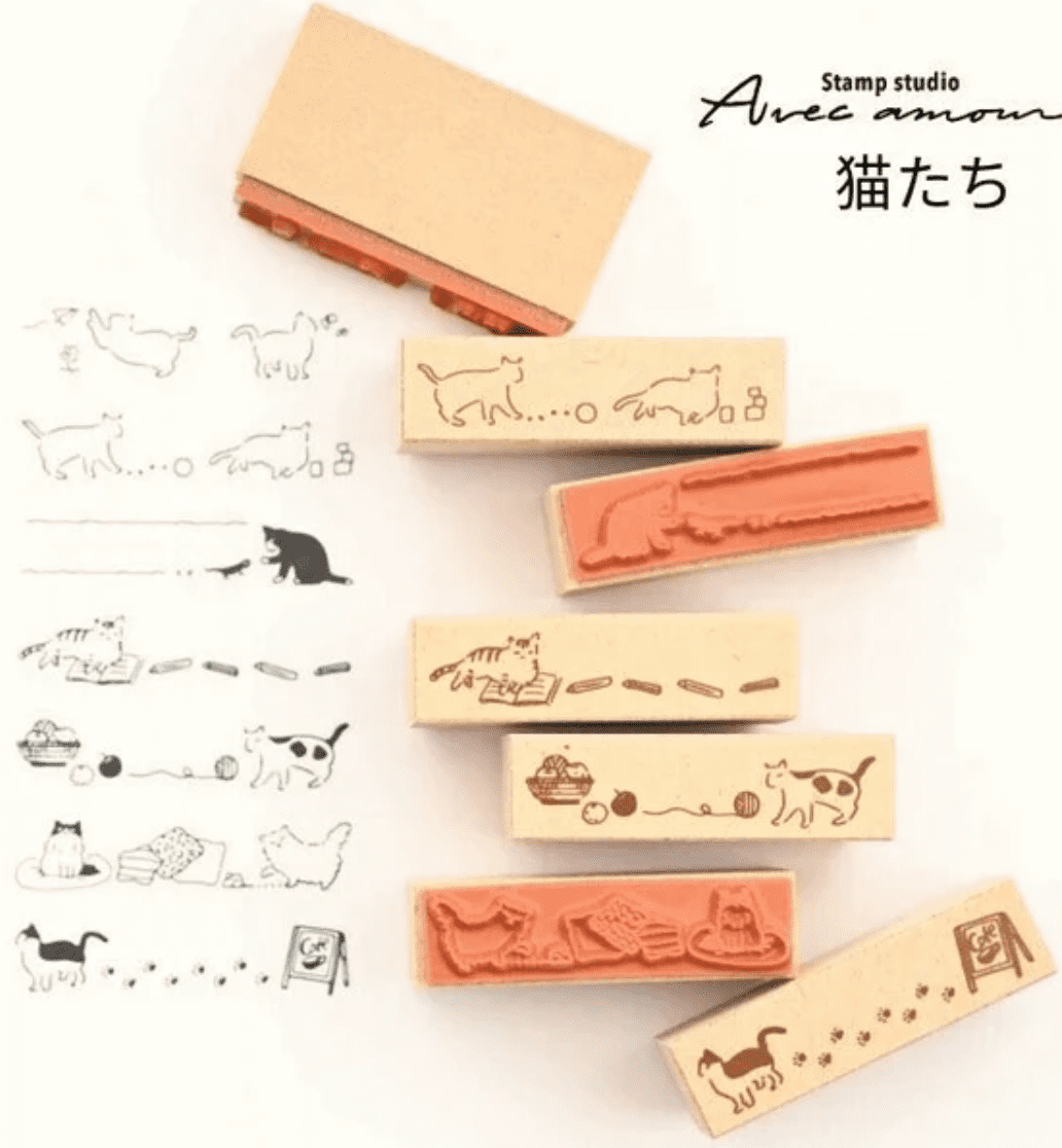Sanby Avec Amour Border Stamp Set - Cats Stamps Sanby 
