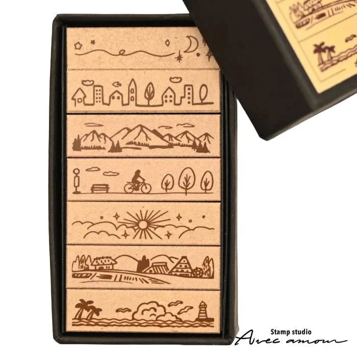 Sanby Avec Amour Border Stamp Set - Landscape Stamps Sanby 