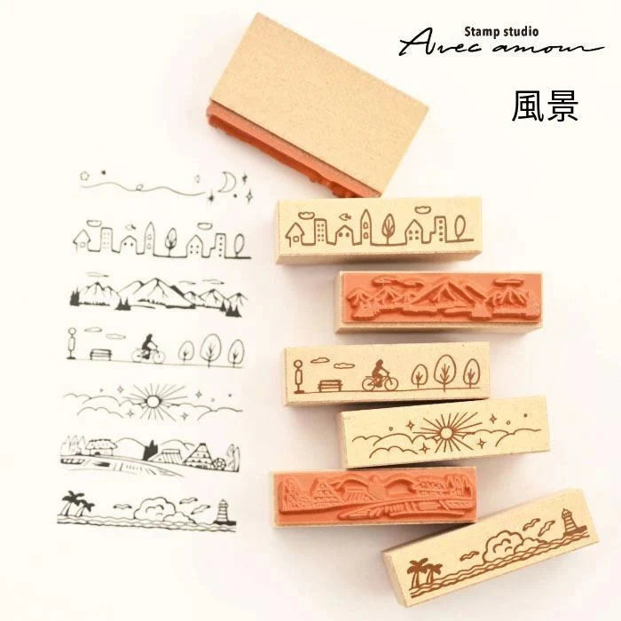 Sanby Avec Amour Border Stamp Set - Landscape Stamps Sanby 