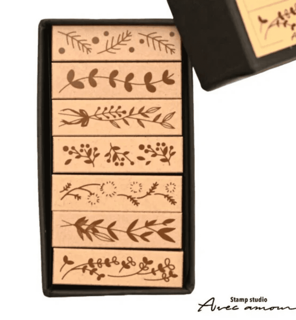 Sanby Avec Amour Border Stamp Set - Leaf Stamps Sanby 