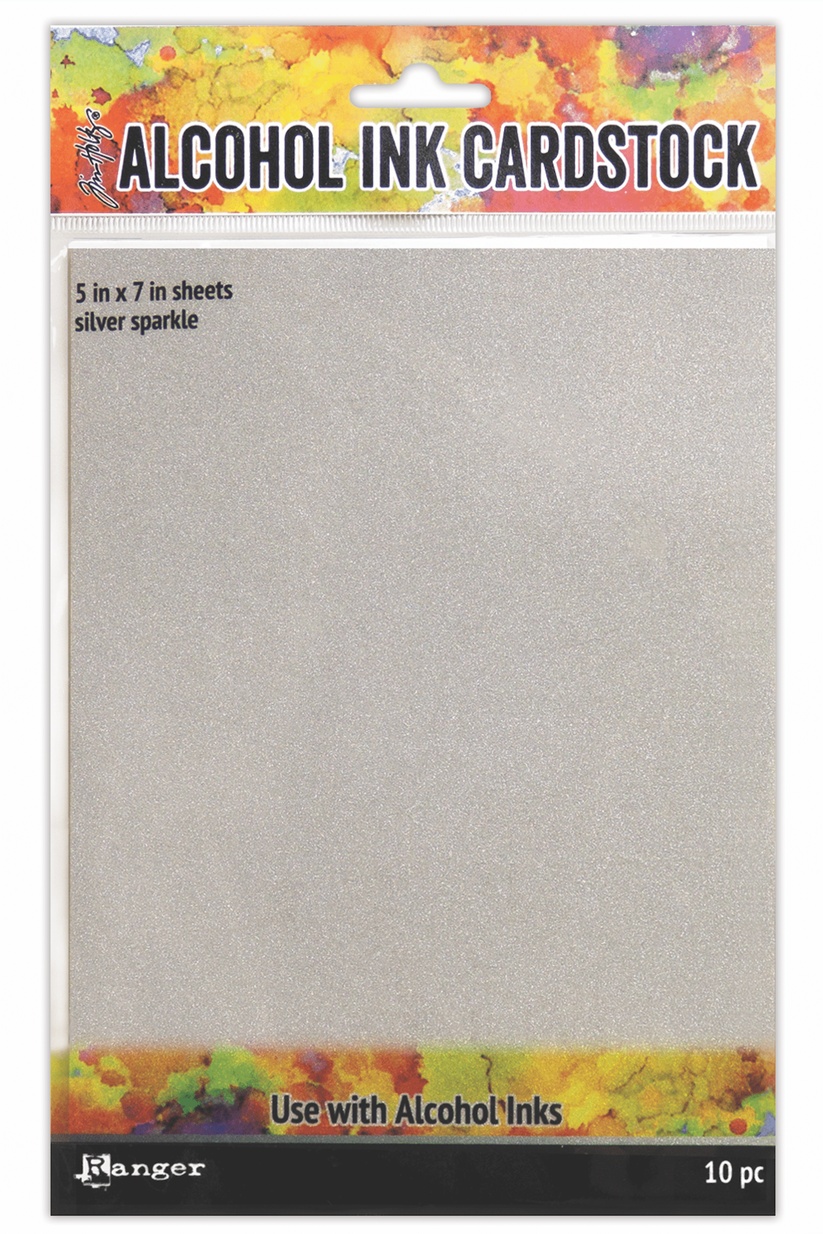 Tim Holtz® Alcohol Ink Cardstock Silver Sparkle, 10pc Surfaces Alcohol Ink 