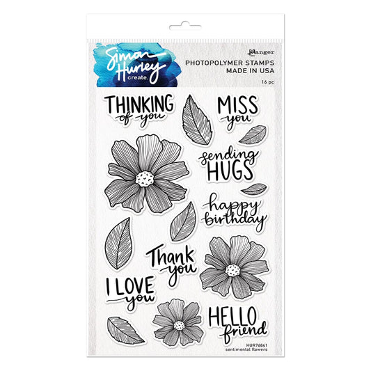 Simon Hurley create. Photopolymer Stamp Sentimental Flowers Stamps Simon Hurley Stamp 