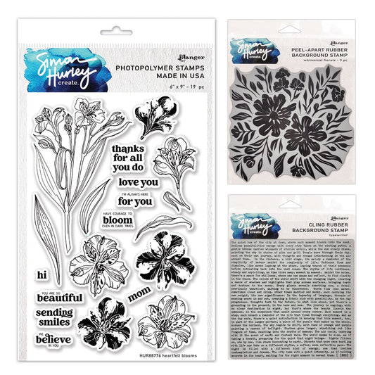 Simon Hurley create. Heartfelt Blooms Photopolymer & Whimsical Floral and Typewriter Stamp Bundle Bundles Simon Hurley 