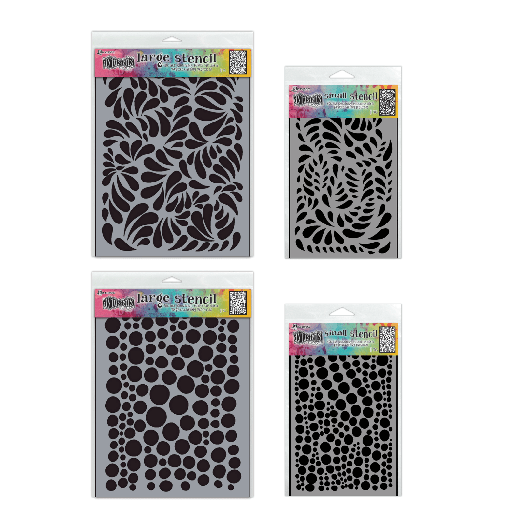 Dylusions Stencil Small & Large Drip Drops and Brush Strokes Bundle Stencil Dylusions 