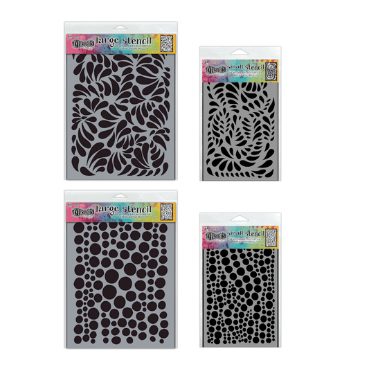 Dylusions Stencil Small & Large Drip Drops and Brush Strokes Bundle Stencil Dylusions 