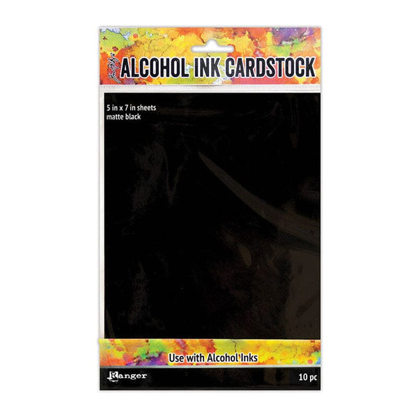 Tim Holtz® Alcohol Ink Cardstock Black Matte, 10pc Surfaces Alcohol Ink 