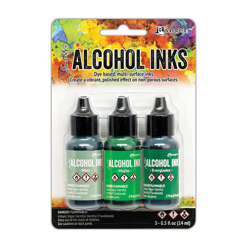 Ranger Tim Holtz Alcohol Ink Set, 24 Pack Assorted Colors .5oz Alcohol Ink  Blending Solution Premium Brush Set for Alcohol Ink Paper 1 Mini Spray  Bottle 