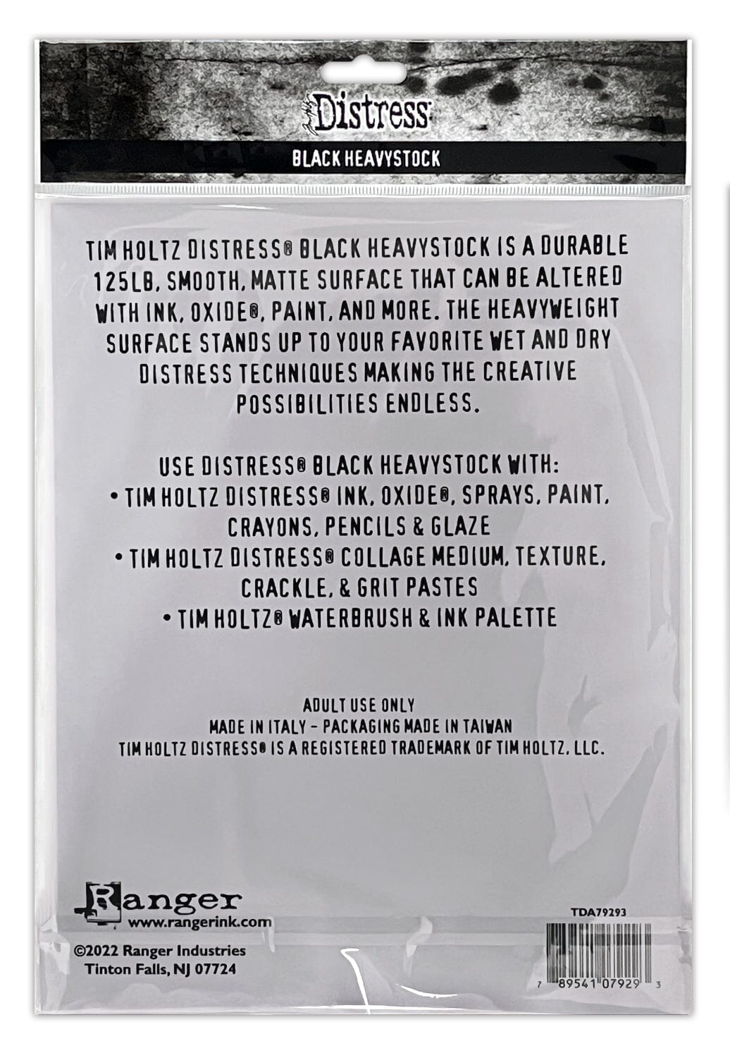 Tim Holtz Distress® Black Heavystock 8.5 x 11, 5pk Surfaces Distress 