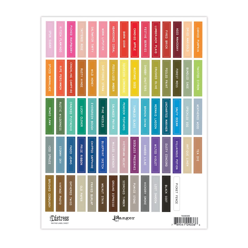 Tim Holtz Distress® Ink Pad Label Sheet- White Printing Surfaces Distress 