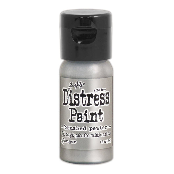 Tim Holtz Distress® Flip Top Paint Brushed Pewter, 1oz Paint Distress 