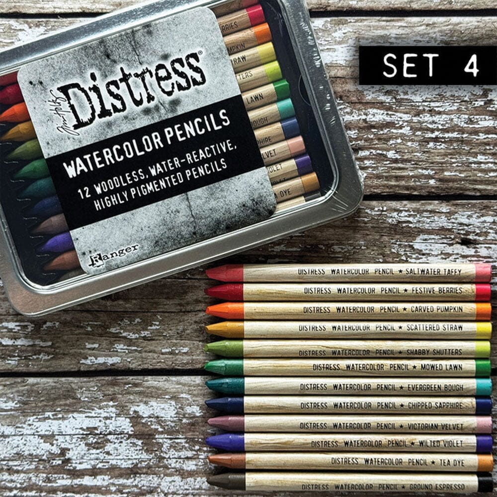 Tim Holtz Distress® Watercolor Pencils Set 4 Writing & Coloring Distress 