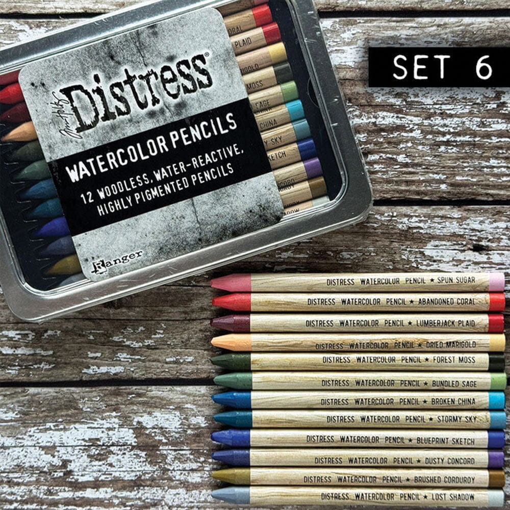 Tim Holtz Distress® Watercolor Pencils Set 6 Writing & Coloring Distress 