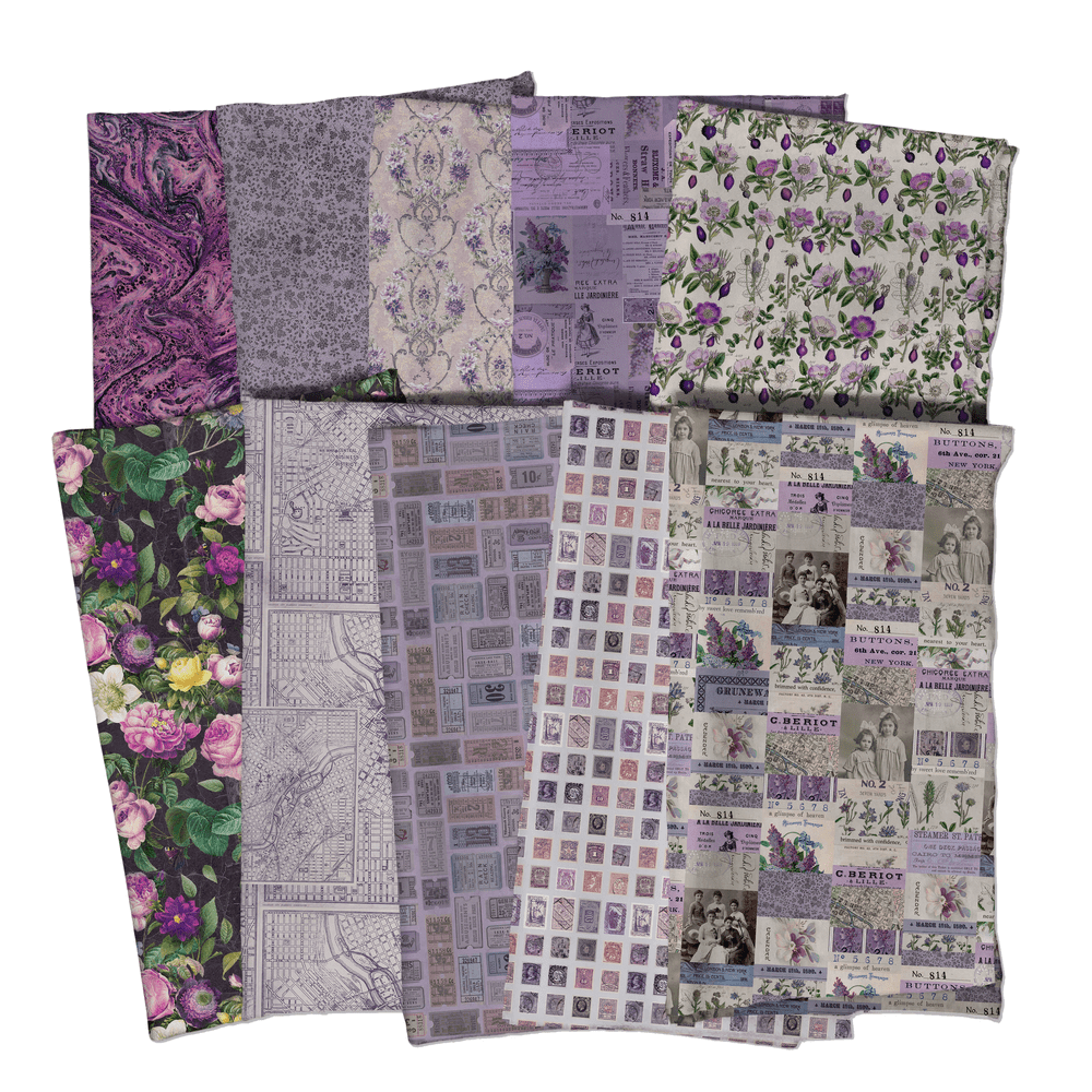 Tim Holtz Eclectic Elements Pre-Cut Fat Quarters FreeSpirit Fabrics, Purple Fabric Tim Holtz Other 
