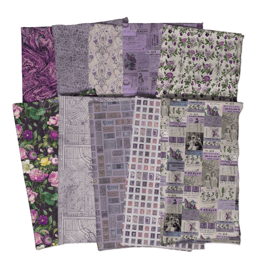 Tim Holtz Eclectic Elements Pre-Cut Fat Quarters FreeSpirit Fabrics, Purple Fabric Tim Holtz Other 