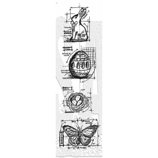 Tim Holtz Stampers Anonymous Mini Blueprints Cling Rubber Easter Stampers Anonymous Ranger Ink 