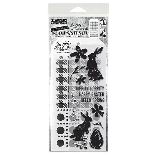 Tim Holtz Stampers Anonymous Mixed Media Stamp & Stencil Spring Shadows Stampers Anonymous Tim Holtz Other 
