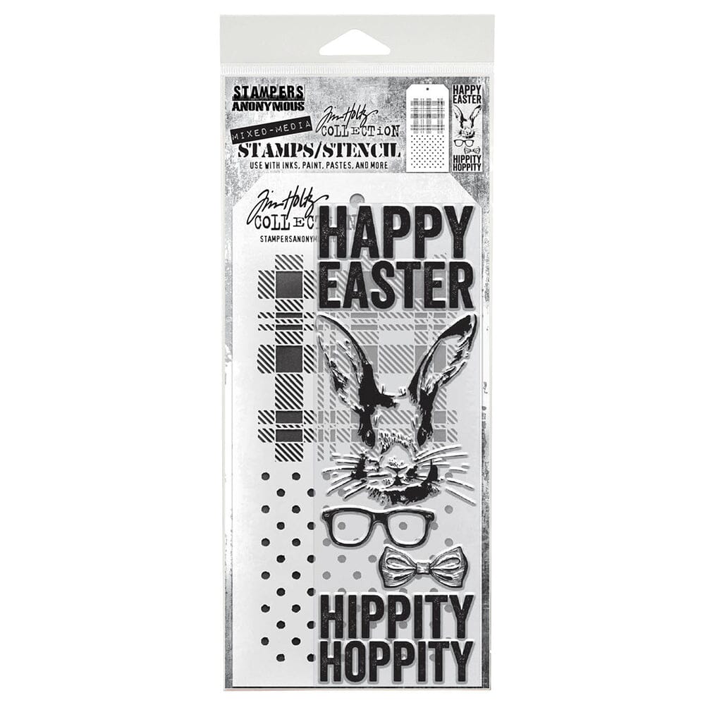 Tim Holtz Stampers Anonymous Mixed Media Stamp & Stencil Hipster Bunny Stampers Anonymous Tim Holtz Other 