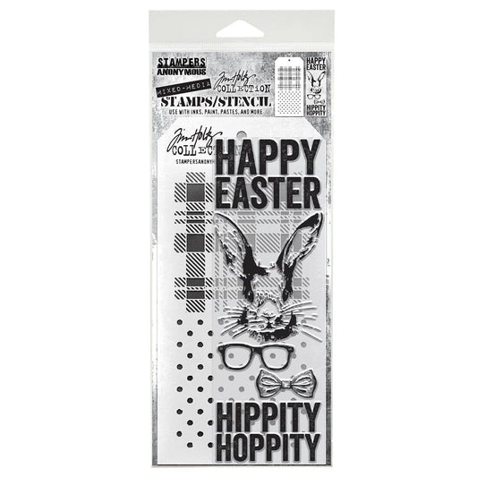 Tim Holtz Stampers Anonymous Mixed Media Stamp & Stencil Hipster Bunny Stampers Anonymous Tim Holtz Other 