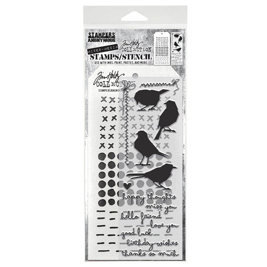 Tim Holtz Stampers Anonymous Stamp & Stencil Mixed Media Silhouette Birds Stampers Anonymous Tim Holtz Other 