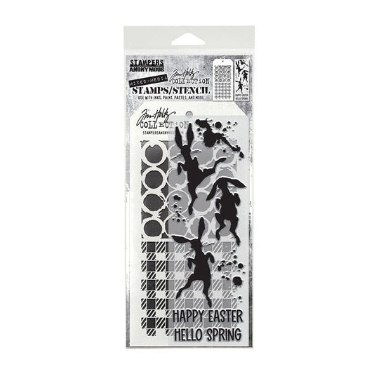 Tim Holtz Stampers Anonymous Stamp & Stencil Mixed Media Bunny Hop Stampers Anonymous Tim Holtz Other 