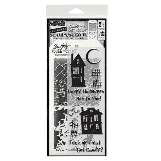 Tim Holtz Stampers Anonymous Mixed Media Stamp & Stencil Ghost Town Stampers Anonymous Tim Holtz Other 