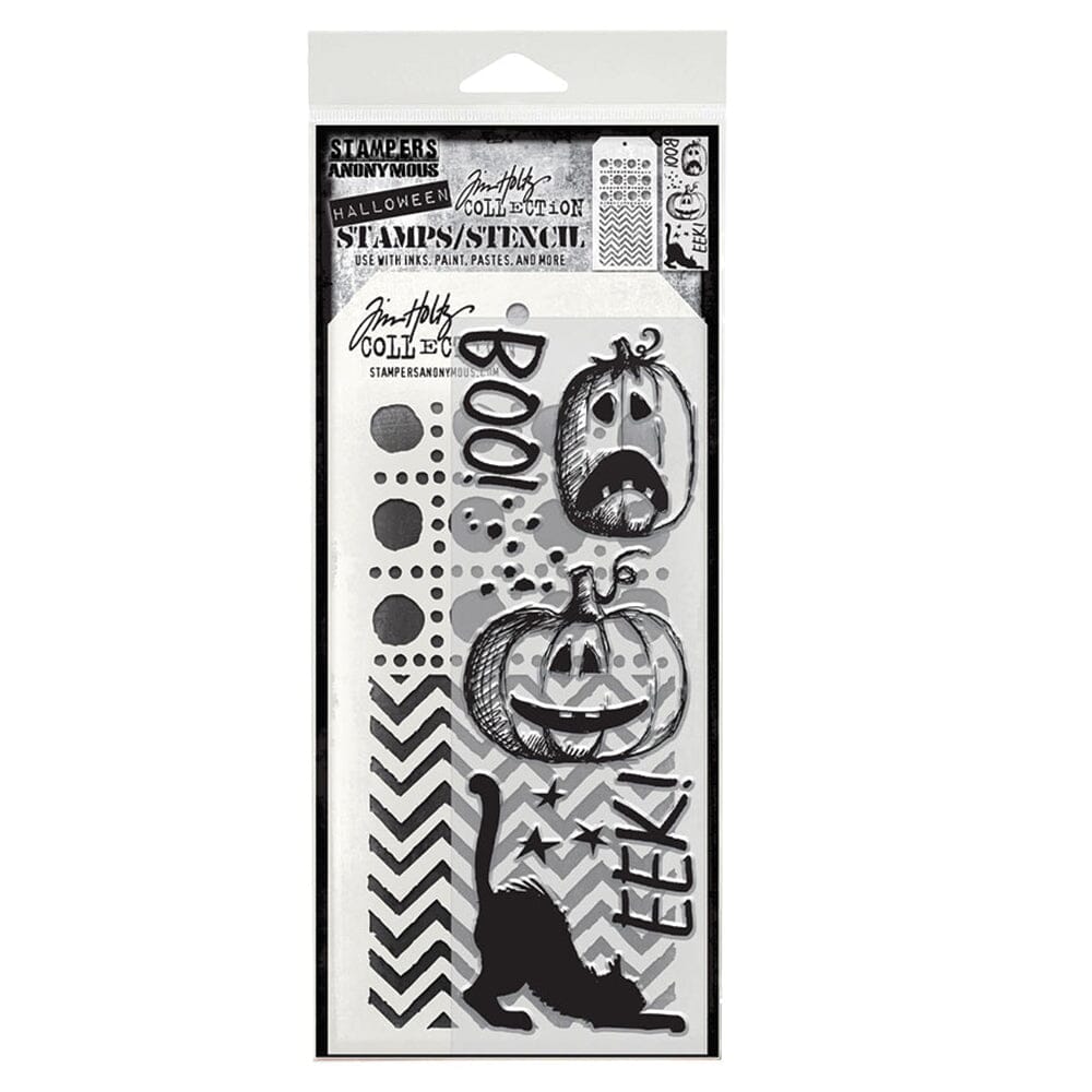 Tim Holtz Stampers Anonymous Mixed Media Stamp & Stencil Eek a Boo Stampers Anonymous Tim Holtz Other 