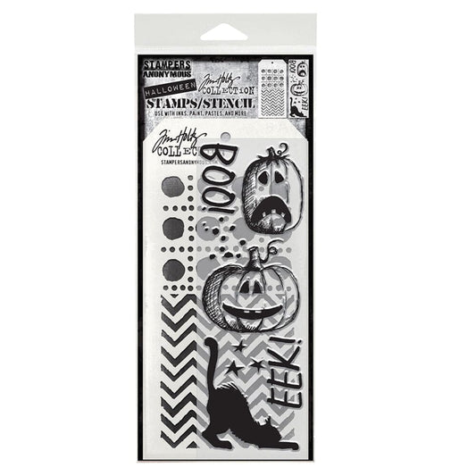 Tim Holtz Stampers Anonymous Mixed Media Stamp & Stencil Eek a Boo Stampers Anonymous Tim Holtz Other 