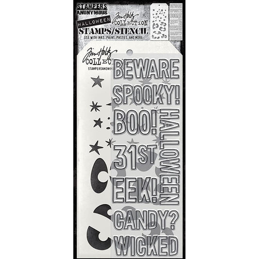 Tim Holtz Stampers Anonymous Mixed Media Stamp & Stencil Halloween Outlines Stampers Anonymous Tim Holtz Other 