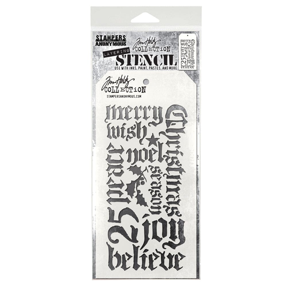 Tim Holtz® Stampers Anonymous - Layering Stencils - Holiday Script Stencil Tim Holtz Other 