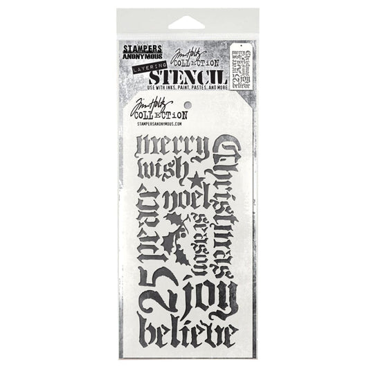Tim Holtz® Stampers Anonymous - Layering Stencils - Holiday Script Stencil Tim Holtz Other 