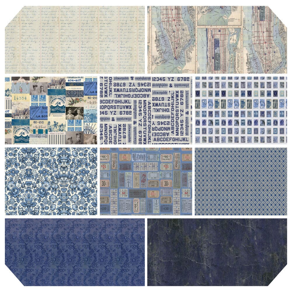 Tim Holtz Eclectic Elements Pre-Cut Fat Quarters FreeSpirit Fabrics, Indigo Fabric Tim Holtz Other 