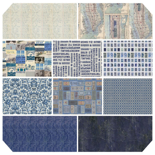Tim Holtz Eclectic Elements Pre-Cut Fat Quarters FreeSpirit Fabrics, Indigo Fabric Tim Holtz Other 