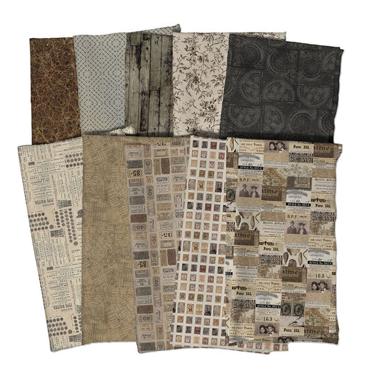 Tim Holtz Eclectic Elements Pre-Cut Fat Quarters FreeSpirit Fabrics, Neutral Fabric Tim Holtz Other 