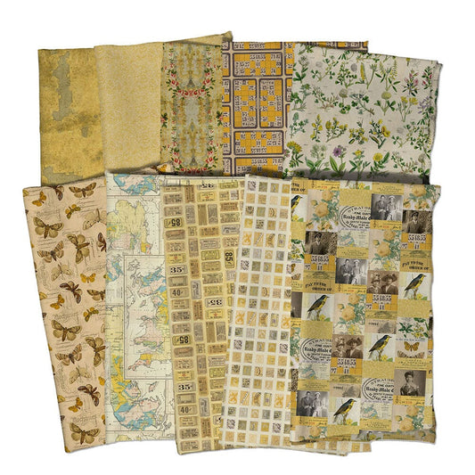 Tim Holtz Eclectic Elements Pre-Cut Fat Quarters FreeSpirit Fabrics, Yellow Fabric Tim Holtz Other 