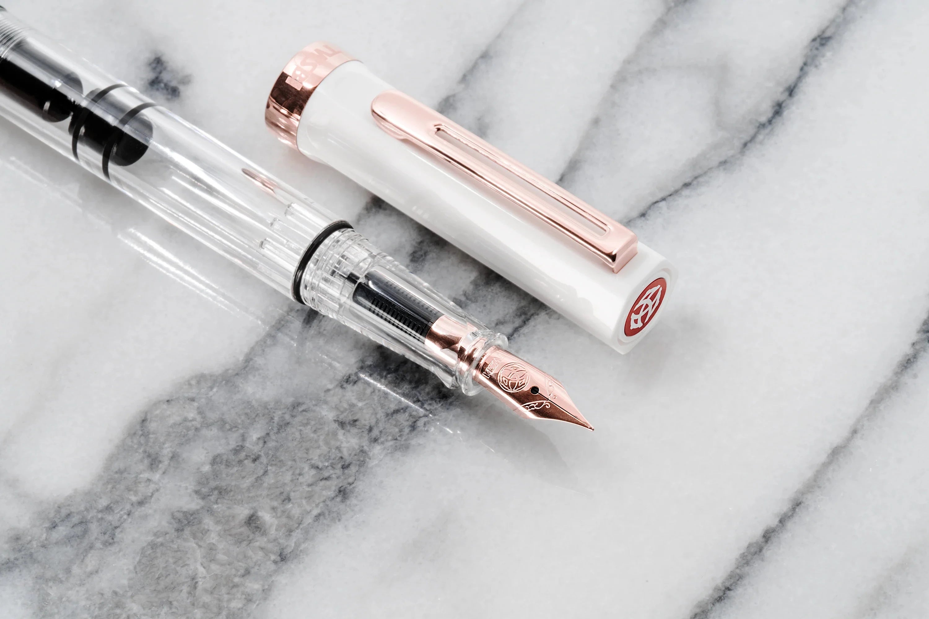 Twsbi Eco Fountain Pen - Limited Edition White with Rose Gold Writing & Coloring Twsbi 