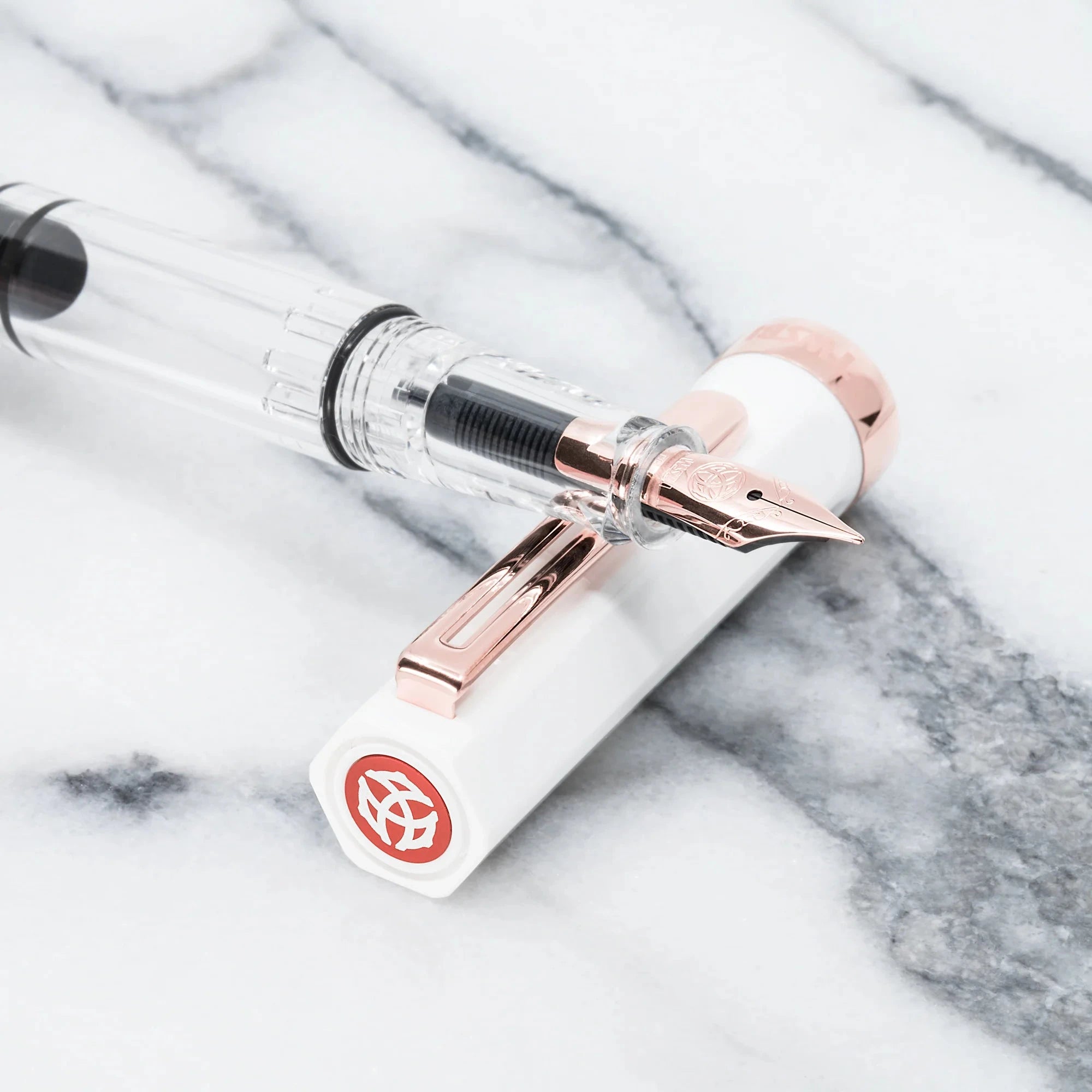 Twsbi Eco Fountain Pen - Limited Edition White with Rose Gold Writing & Coloring Twsbi 